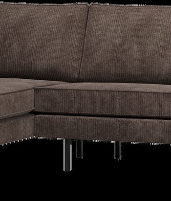 Hjørnesofa Venstrevendt Woood Rodeo Loungesofa Brun Ribstof Fast Siddekomfort