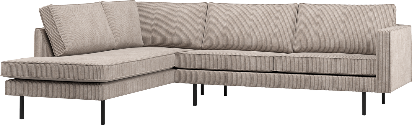 Hjørnesofa Venstrevendt Woood Rodeo Loungesofa Mørk Sand Remy Rib Polyester Fast Sæde B266l213