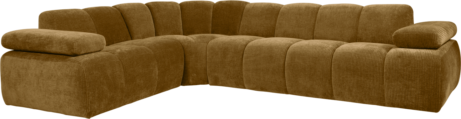 Hjørnesofa Woood Mojo Honninggul Ribstof Venstrevendt Justerbare Armlæn 100 Polyester Martindale 000