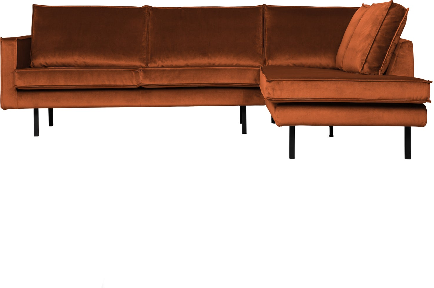 Hjørnesofa Woood Rodeo Loungesofa Højre Rustorange Velour B266xd213xh85 Fast Komfort