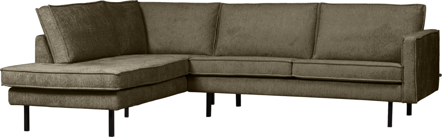 Hjørnesofa Woood Rodeo Loungesofa Venstre Bonsai Grøn 266x213 Strukturfløjl Velour Fast Siddekomfort