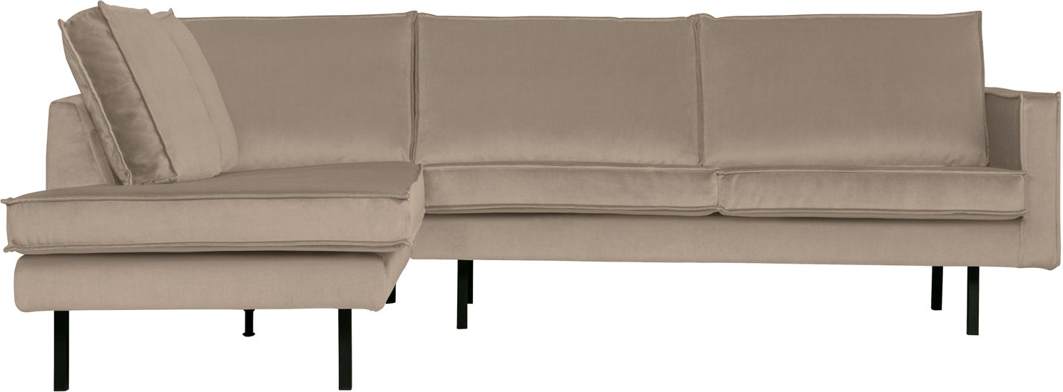 Hjørnesofa Woood Rodeo Venstrevendt Loungesofa Khaki Velour 266 Metalben