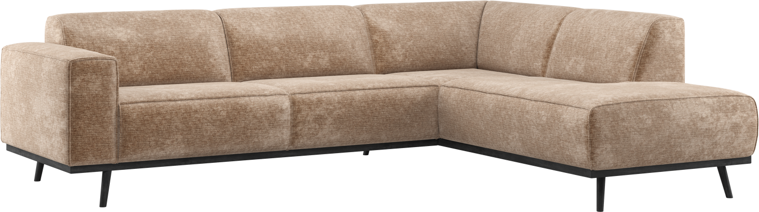 Hjørnesofa Woood Statement Højrevendt Taupe Velour Chenille B274d210h77 Plads Til Pers