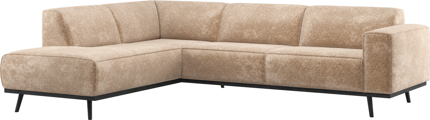 Hjørnesofa Woood Statement Venstrevendt 274x210 Lyserød Velour Chenille