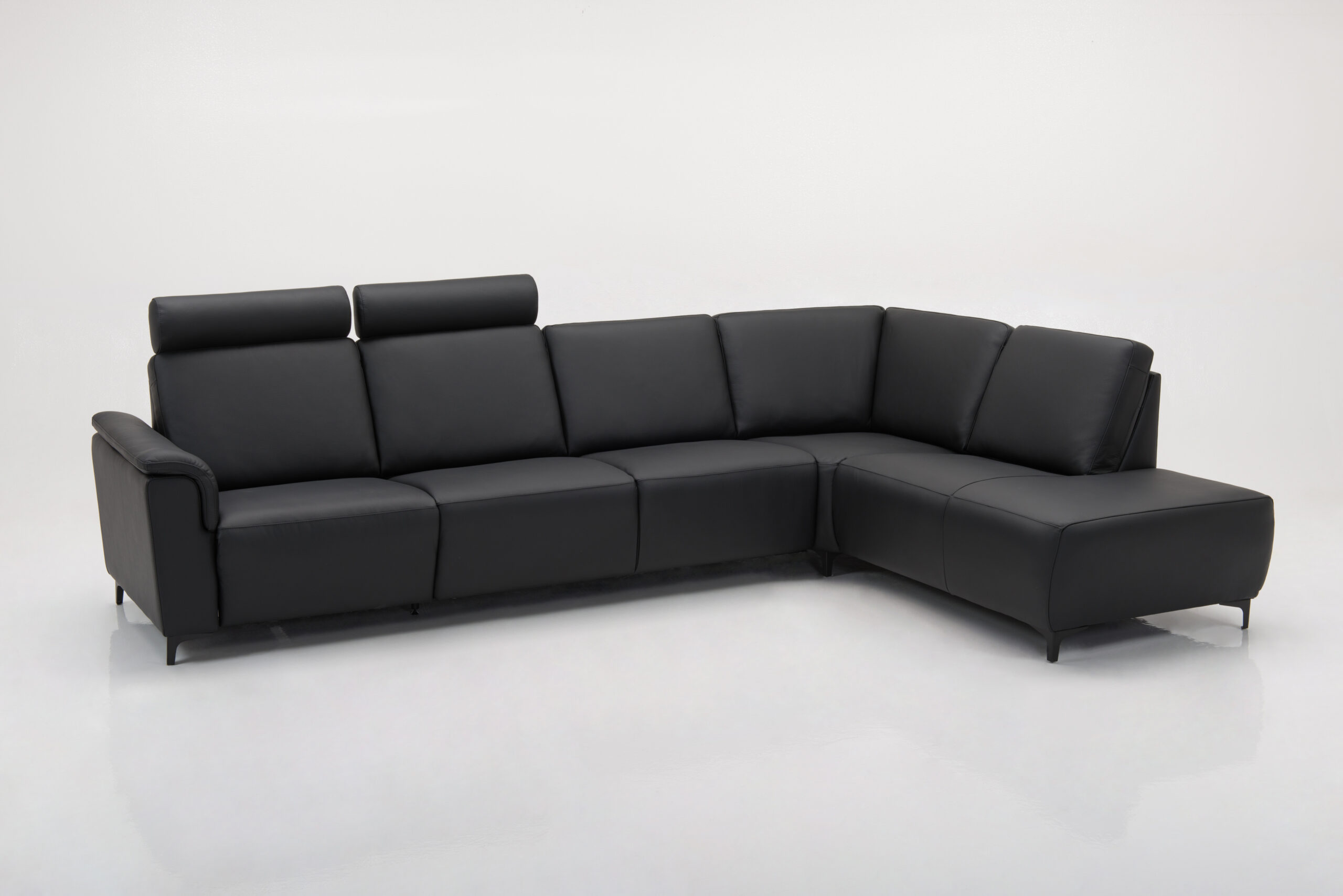 Hjort Knudsen Napoli Hjørnesofa ægte Læder Sort Metal Ben