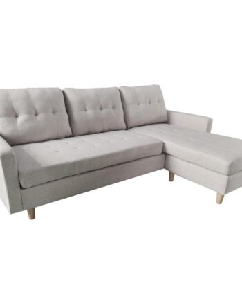 Homeville Leeds Højre Venstrevendt Stof Lysegrå 217x152x82cm