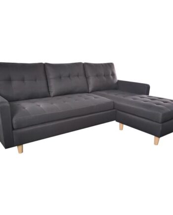 Homeville Leeds Højre Venstrevendt Stof Sort 217x152x82cm