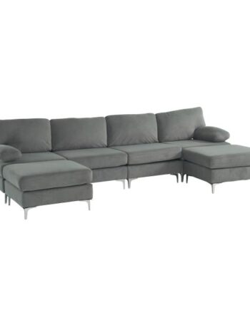 Homeville Pablo Hjørnesofa Velour Grå 315x147x86cm