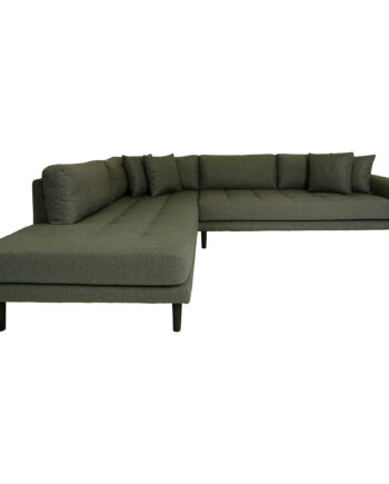 House Nordic Lido Hjørnesofa Venstrevendt Puder Olivengrøn Polyester Sort Træ
