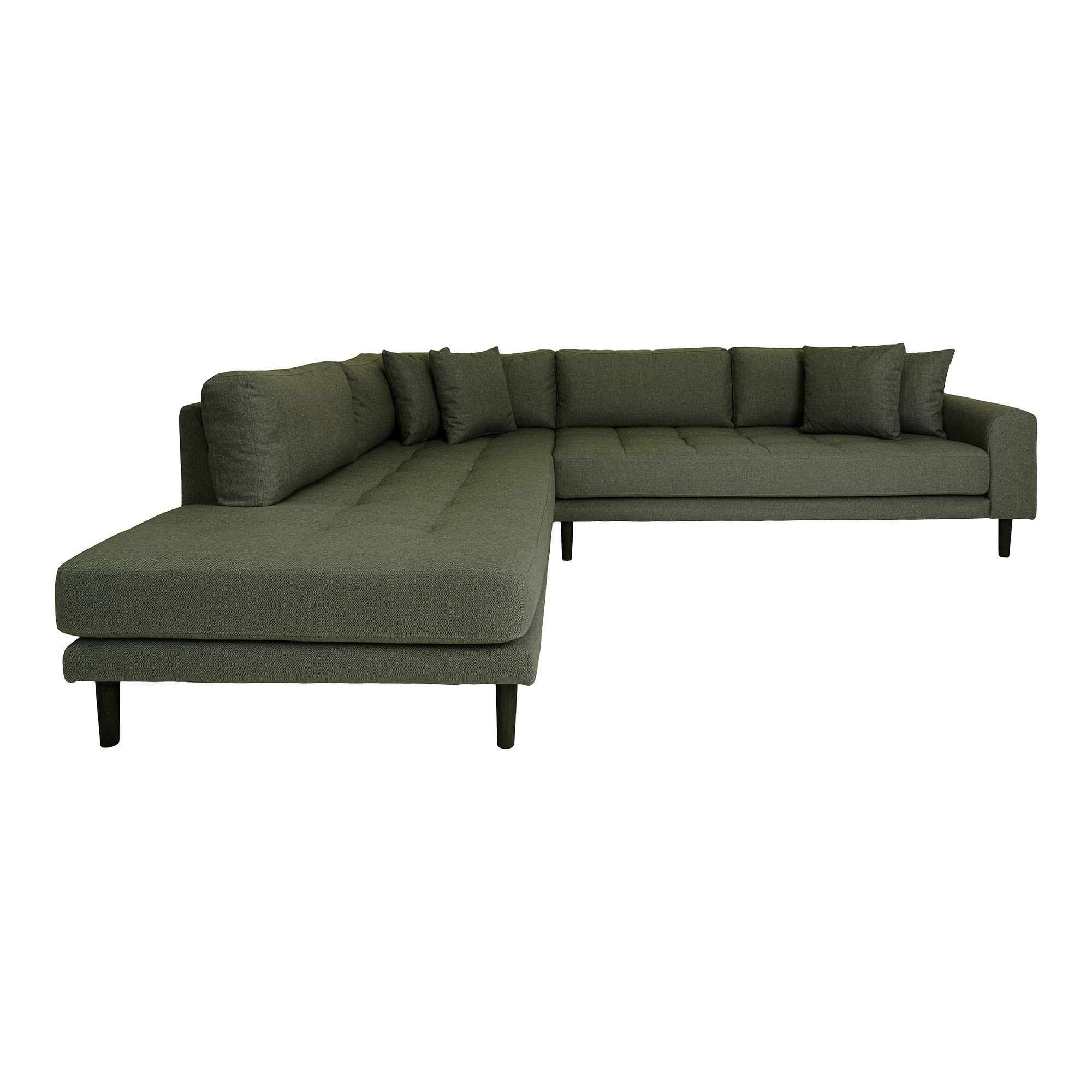 House Nordic Lido Hjørnesofa Venstrevendt Puder Olivengrøn Polyester Sort Træ