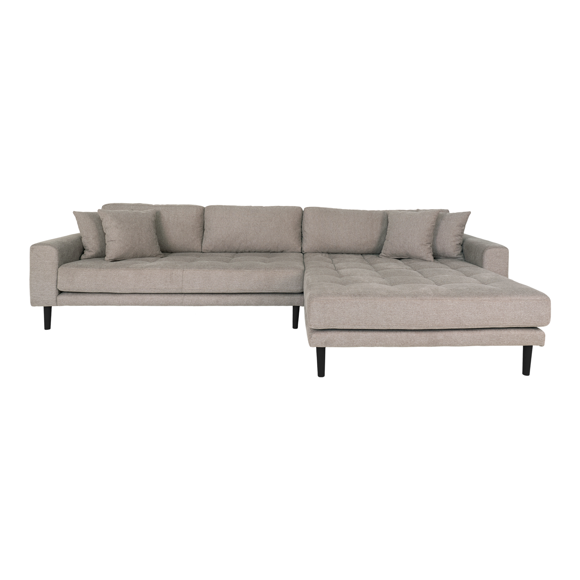 House Nordic Lido Loungesofa Højre Chaiselong Puder Stone Polyester Sort Træ