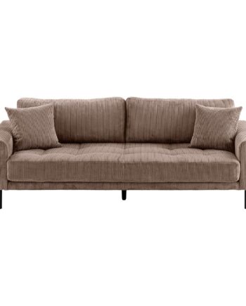 House Nordic Lido Personers Sofa Brun Fløjl Med Puder Sorte Træben