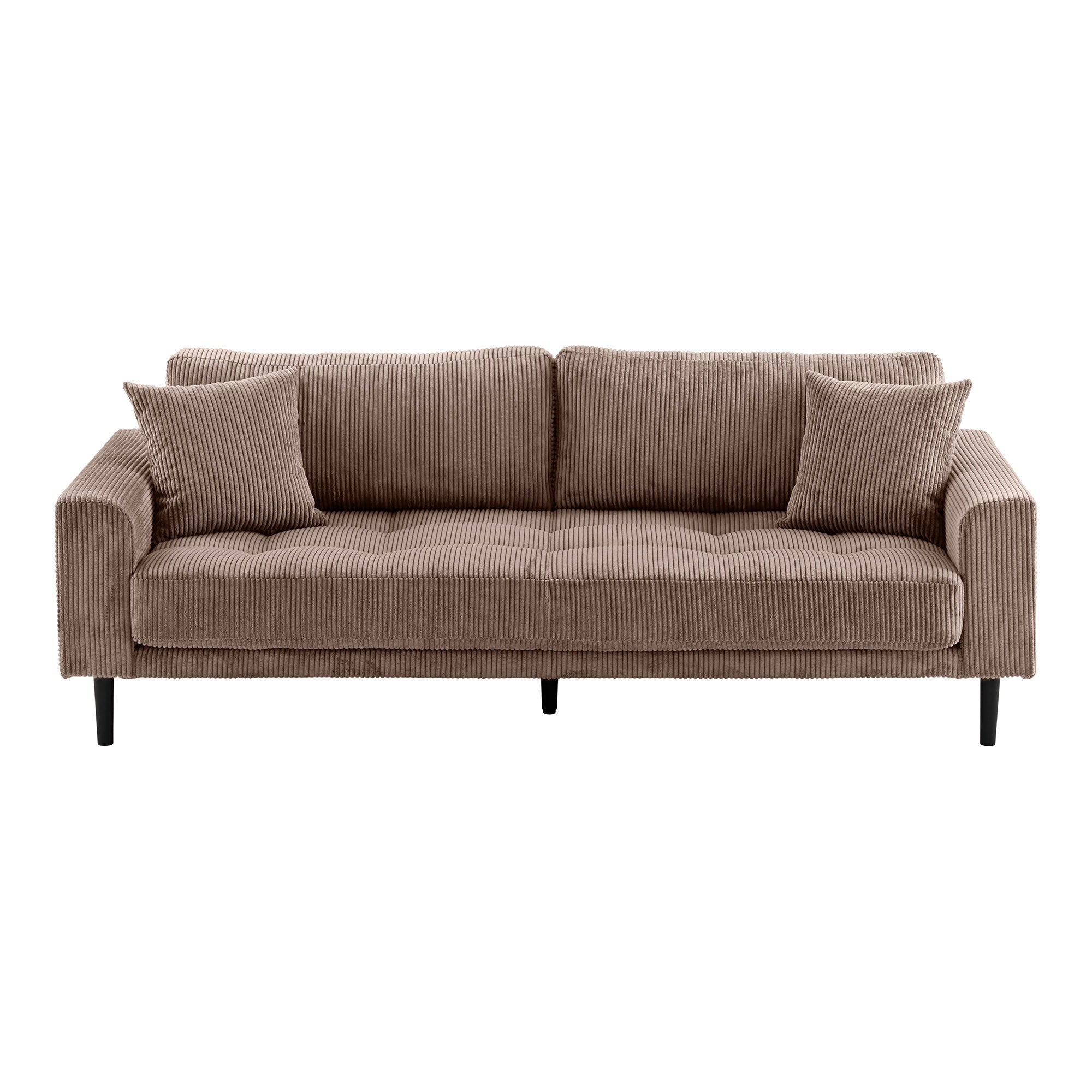 House Nordic Lido Personers Sofa Brun Fløjl Med Puder Sorte Træben
