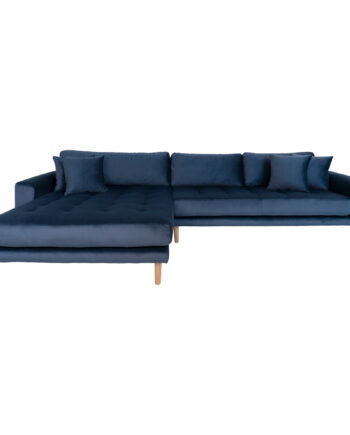 House Nordic Lido Sofa Venstrevendt Chaiselong Mørkeblåt Velour