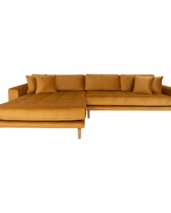House Nordic Lido Sofa Venstrevendt Chaiselong Sennepsgul Velour