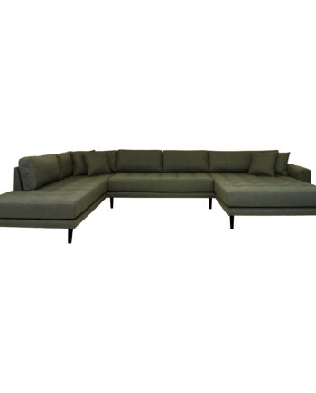 House Nordic Lido Sofa åben Ende Højrevendt Puder Olivengrøn Polyester Sort Træ