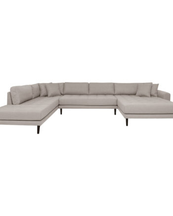 House Nordic Lido Sofa åben Ende Højrevendt Puder Stone Polyester Sort Træ