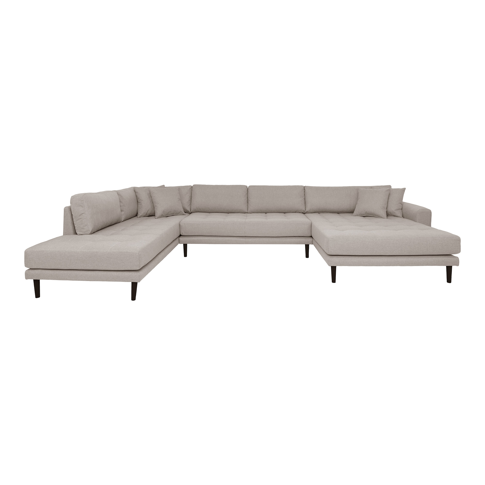 House Nordic Lido Sofa åben Ende Højrevendt Puder Stone Polyester Sort Træ