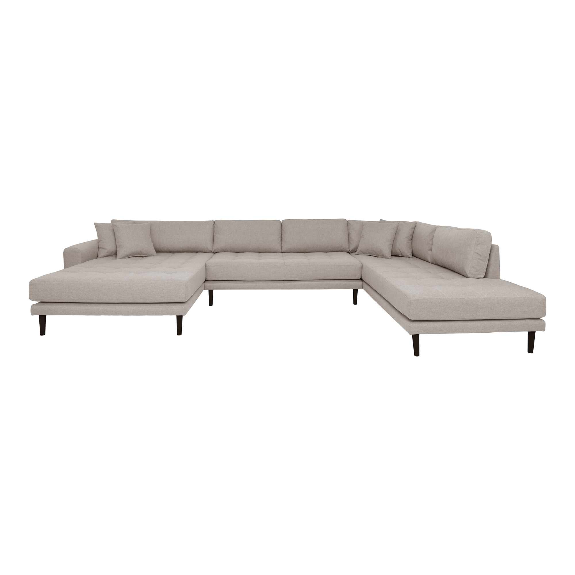 House Nordic Lido Sofa åben Ende Venstrevendt Puder Stone Polyester Sort Træ