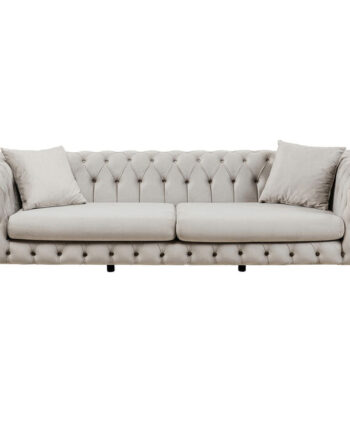 Kare Design Bellissima Pers Sofa Chesterfield Puder Beige Fløjl Stål