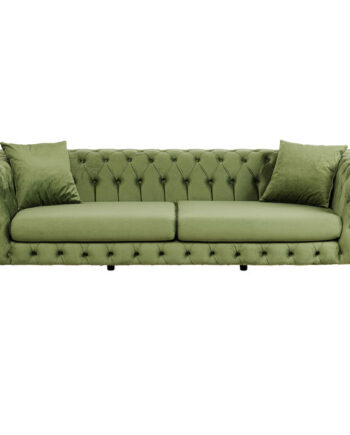 Kare Design Bellissima Pers Sofa Chesterfield Puder Grøn Fløjl Messing Stål