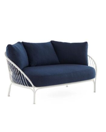 Kartell Hiray Sofa Med Hynder Hvidt Stel Med Blå Hynder : Erling Christensen Møbler