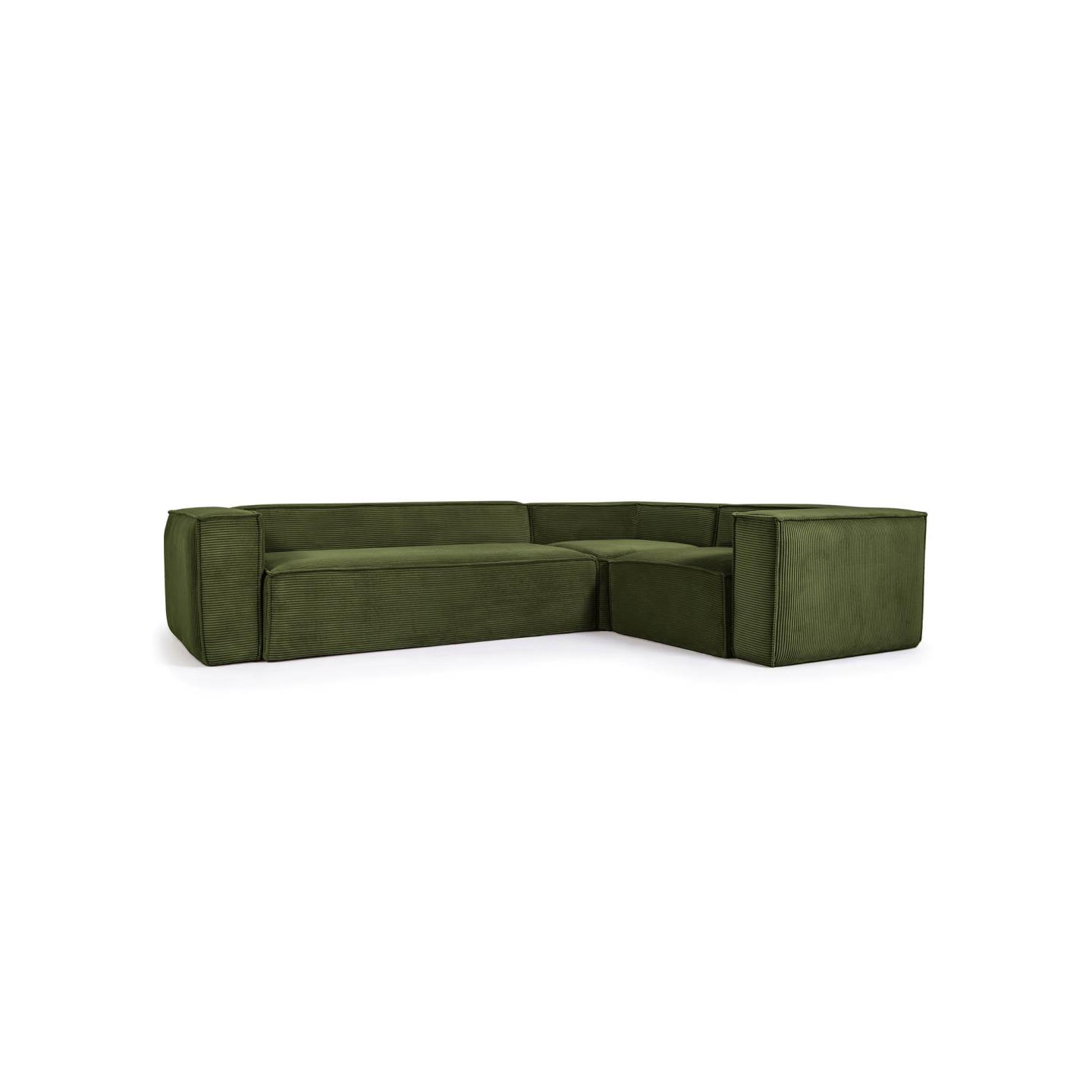 Kave Home Blok Hjørnesofa Grøn Corduroy Fløjl 320x230