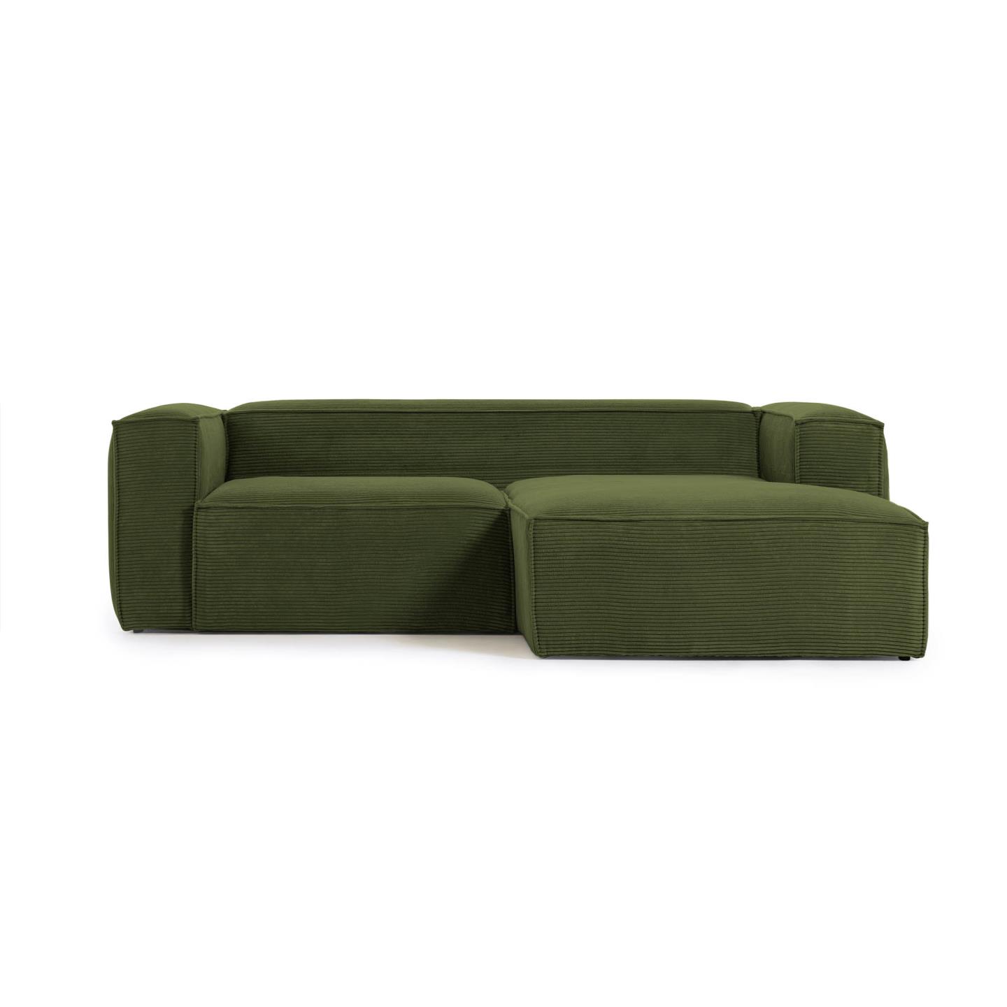 Kave Home Blok Pers Sofa Højre Chaiselong Grøn Corduroy Fløjl 240