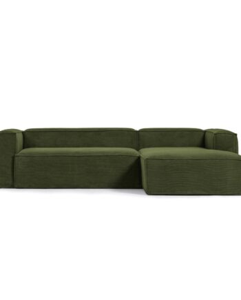 Kave Home Blok Pers Sofa Højre Chaiselong Grøn Corduroy Fløjl 300