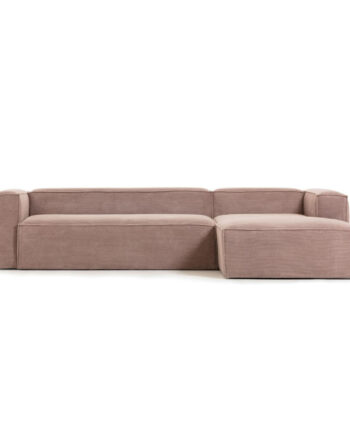 Kave Home Blok Pers Sofa Højre Chaiselong Lyserød Fløjl