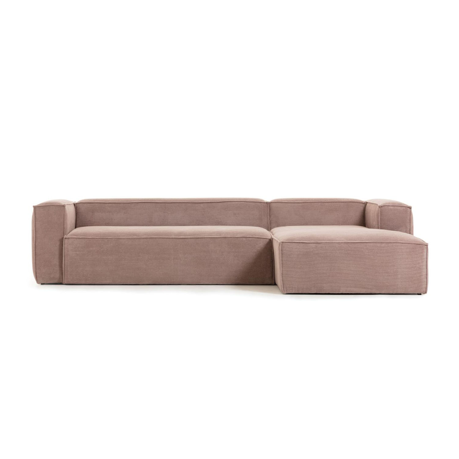 Kave Home Blok Pers Sofa Højre Chaiselong Lyserød Fløjl