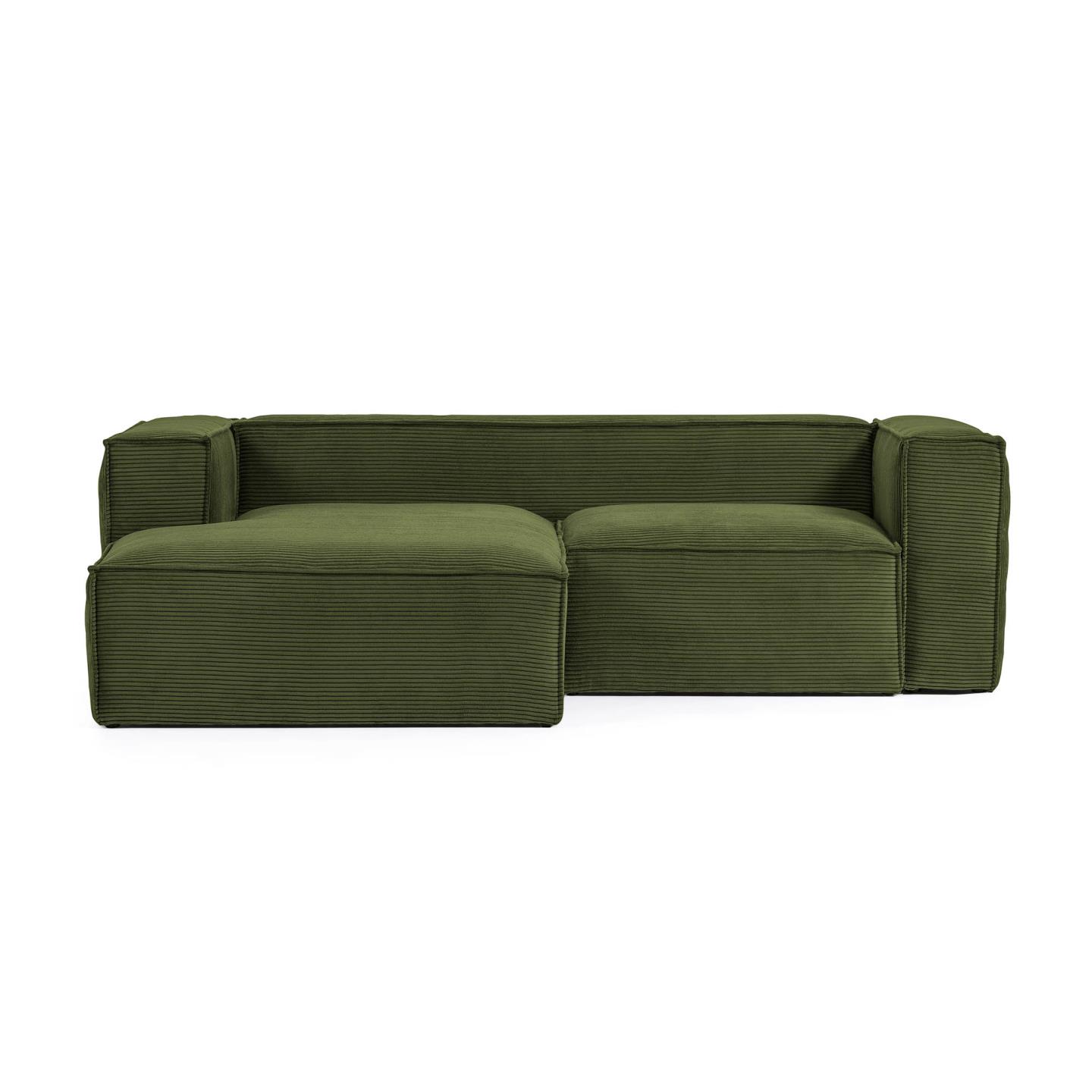 Kave Home Blok Pers Sofa Venstre Chaiselong Grøn Corduroy Fløjl 240