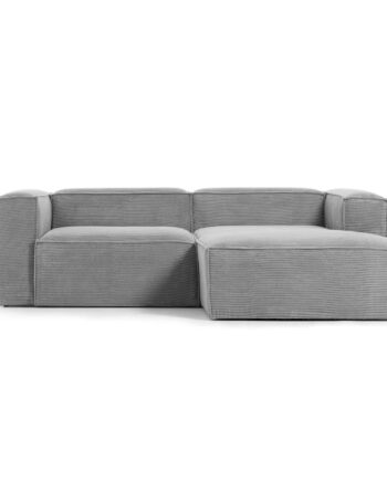 Kave Home Blok Sofa Højre Chaiselong Grå Fløjl