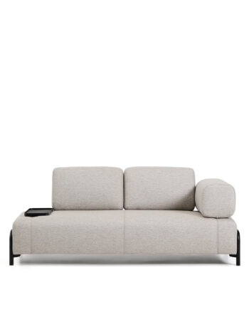 Kave Home Compo Pers Modul Sofa Lille Bakkebord Grå Stof Sort Metal 200cm