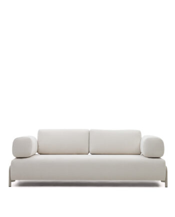 Kave Home Compo Pers Sofa Beige Chenille Med Grå Metalstruktur 232