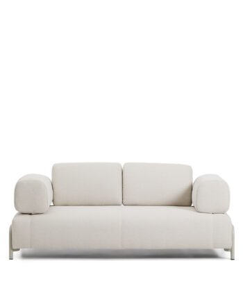 Kave Home Compo Pers Sofa Ecru Chenille Stof Beige Metal 200cm