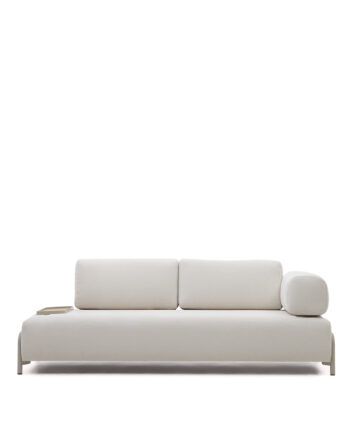 Kave Home Compo Pers Sofa Lille Bakke Beige Chenille Med Grå Metalstruktur 232cm