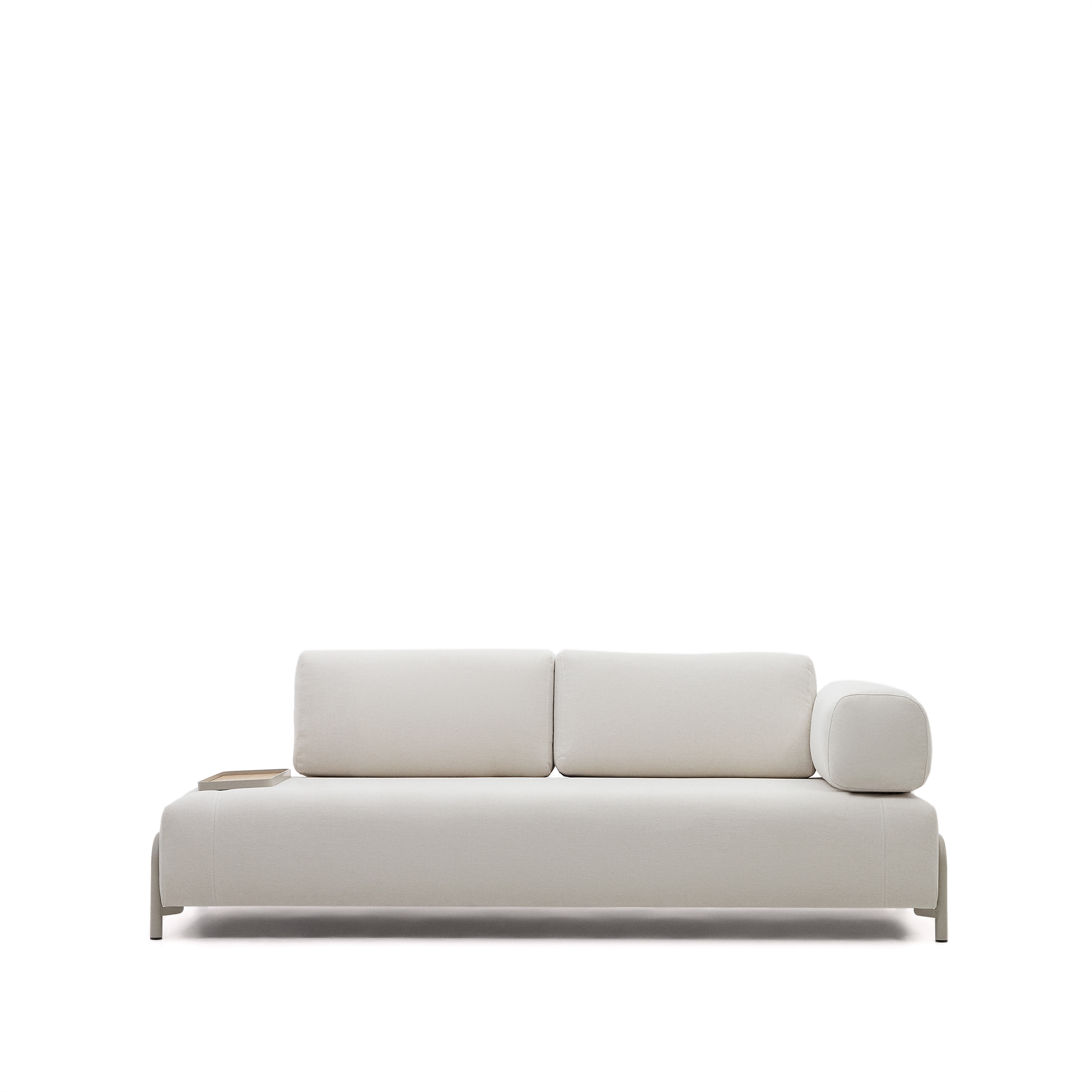 Kave Home Compo Pers Sofa Lille Bakke Beige Chenille Med Grå Metalstruktur 232cm