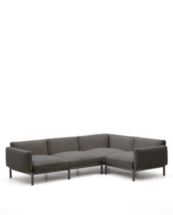 Kave Home Sorells Modul Pers Udendørs Hjørnesofa Grå Grå Aluminium 276x191 5cm