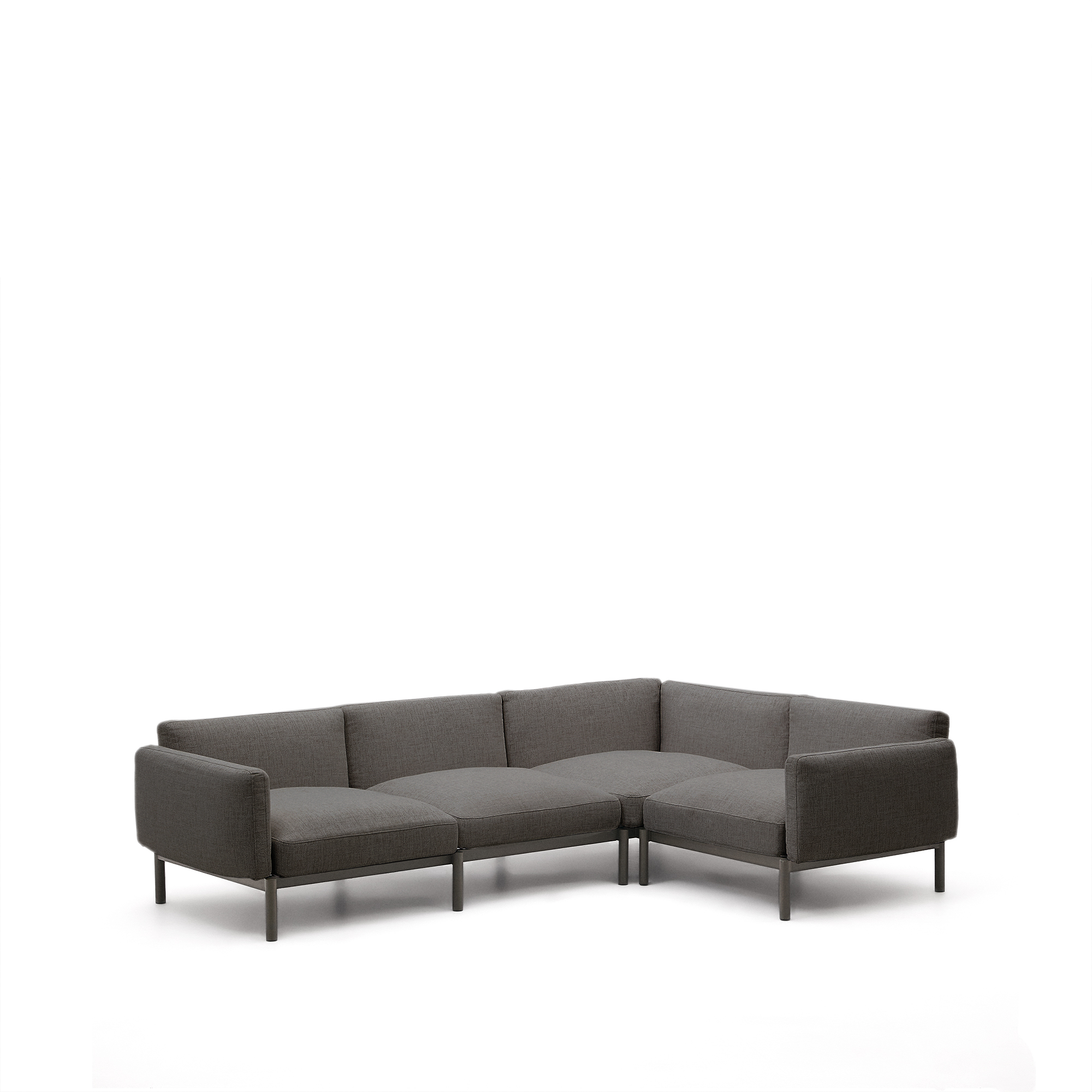 Kave Home Sorells Modul Pers Udendørs Hjørnesofa Grå Grå Aluminium 276x191 5cm