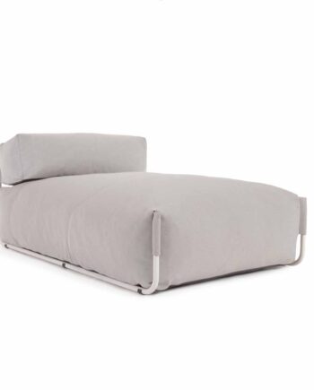 Kave Home Square Chaiselong Modul Til Havesofa Ryglæn Lysegrå Stof Hvid Aluminium 165x101