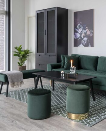Lido Personers Sofa Mørkegrønt Velour Med Puder Hn1006