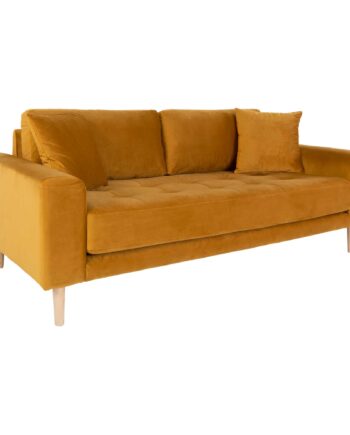 Lido Personers Sofa Sennepsgult Velour Med Puder Hn1004