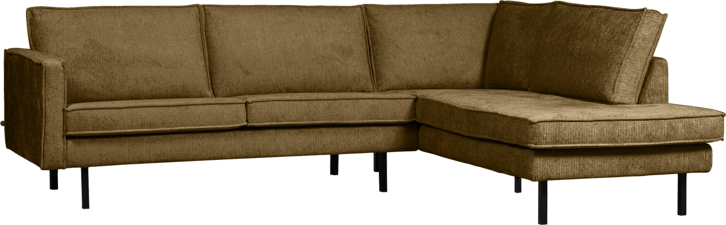 Loungesofa Hjørnesofa Højre Woood Rodeo 266213 Brass Strukturvelour Fast Siddekomfort