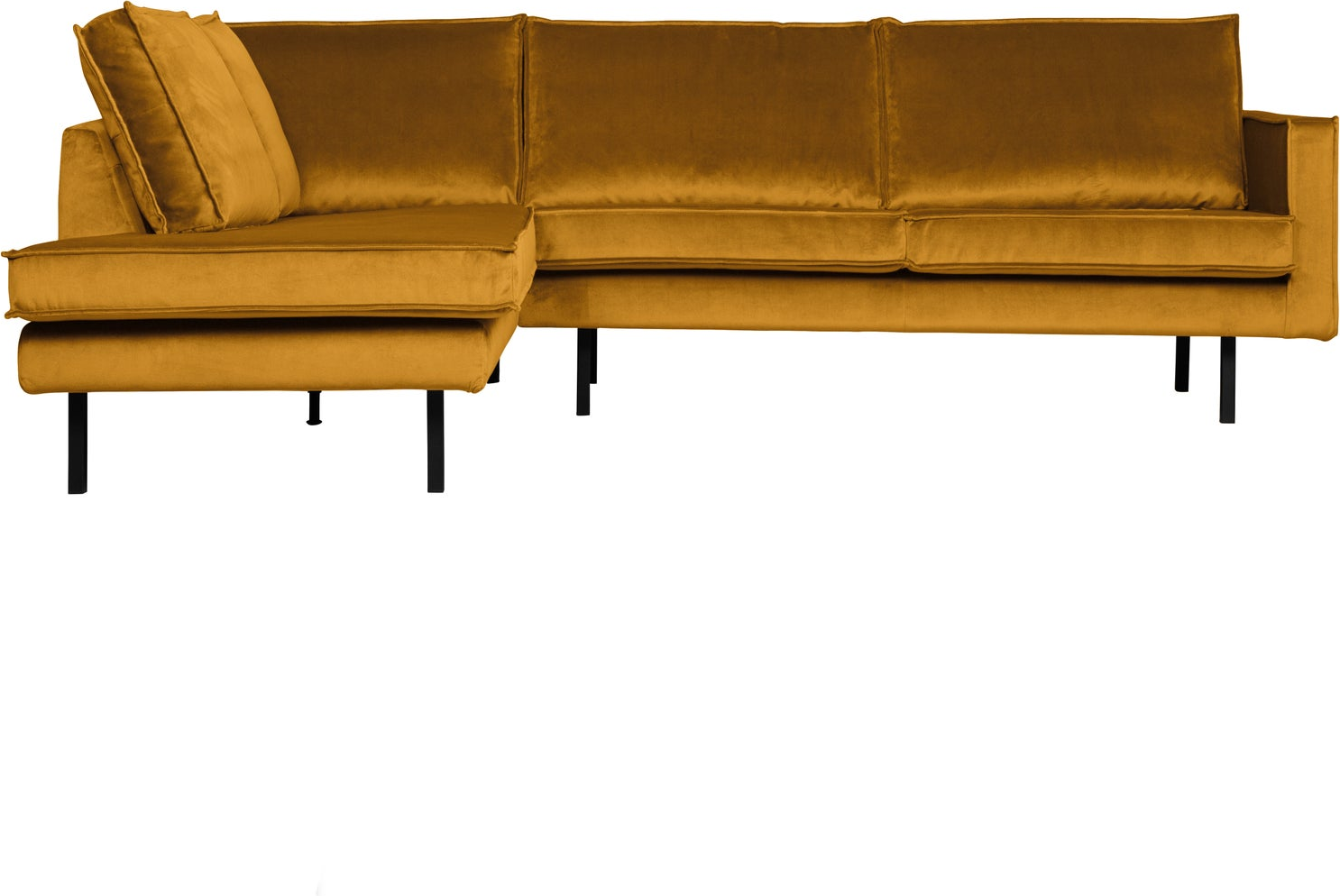 Loungesofa Hjørnesofa Woood Rodeo 266x213 Oker Jarra Velour Fast Siddekomfort Chaiselong Venstre
