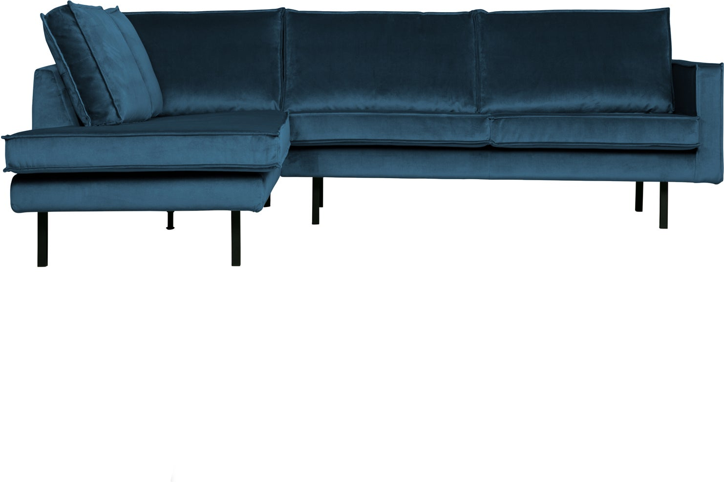Loungesofa Hjørnesofa Woood Rodeo Venstre 266x213x85 Blå Jarra Velour Chaiselong
