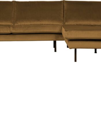 Loungesofa Højrevendt Chaiselong Woood Rodeo Honninggul Jarra Velour B300 D155