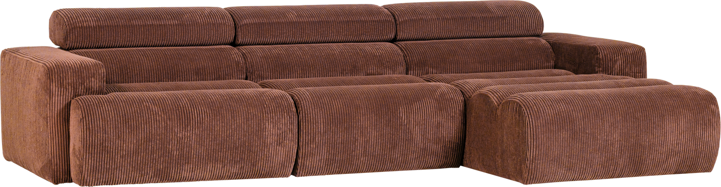 Loungesofa Modul Højrevendt Woood Novi Ribstof Terra 300173 Chaiselong Justerbar Nakkestøtte