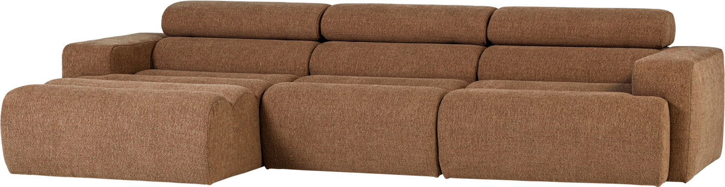 Loungesofa Venstrevendt Woood Novi Boucl Karamel 300173 Med Chaiselong Justerbar Nakkestøtte