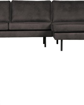 Loungesofa Woood Rodeo 300 Højrevendt Chaiselong Sort Ecoleather Kunstlæder